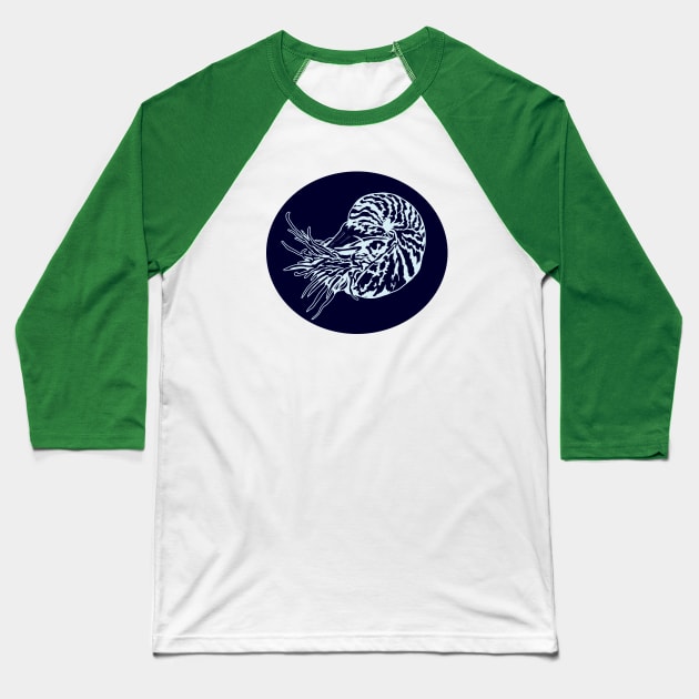 Nautilus lineart Baseball T-Shirt by artbyluko